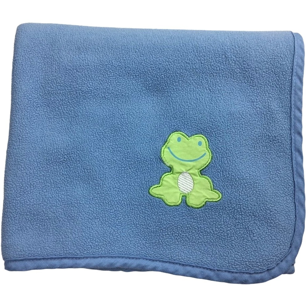 Old Navy Blue Fleece Frog Baby Blanket Thin Soft Lovey 2006 Security 30x40 htf
